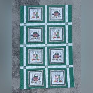 1980s Vintage Cranston cotton fabric quilt blocks print country folk art friends